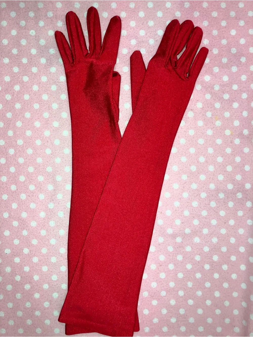 Red Long Evening Gloves - Women OS